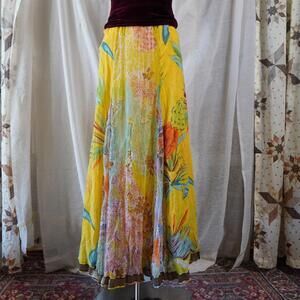 Soft Surroundings Floral Maxi Skirt 1X Boho Dopamine Flowy Wedding Guest